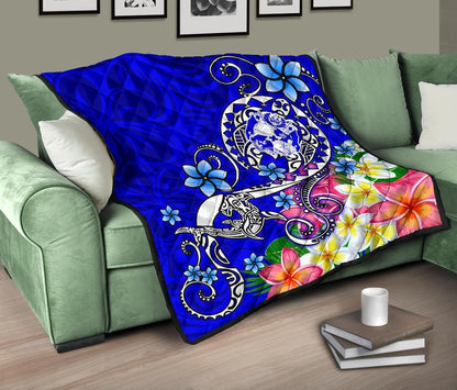 Tonga Premium Quilt - Turtle Plumeria (Blue)