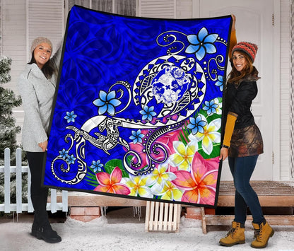 Tonga Premium Quilt - Turtle Plumeria (Blue)