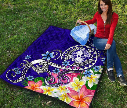 Tonga Premium Quilt - Turtle Plumeria (Blue)