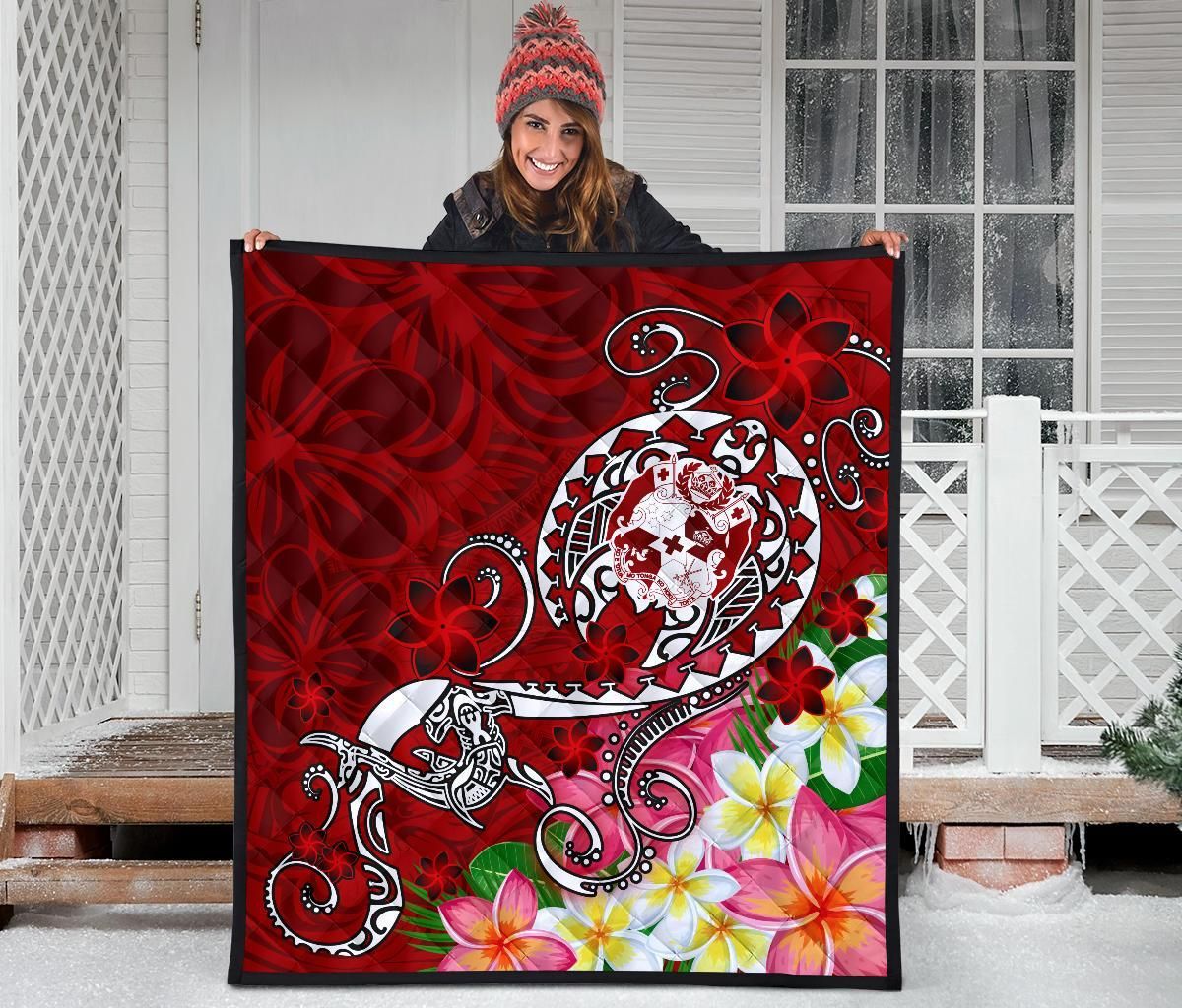 Tonga Premium Quilt - Turtle Plumeria (Red)