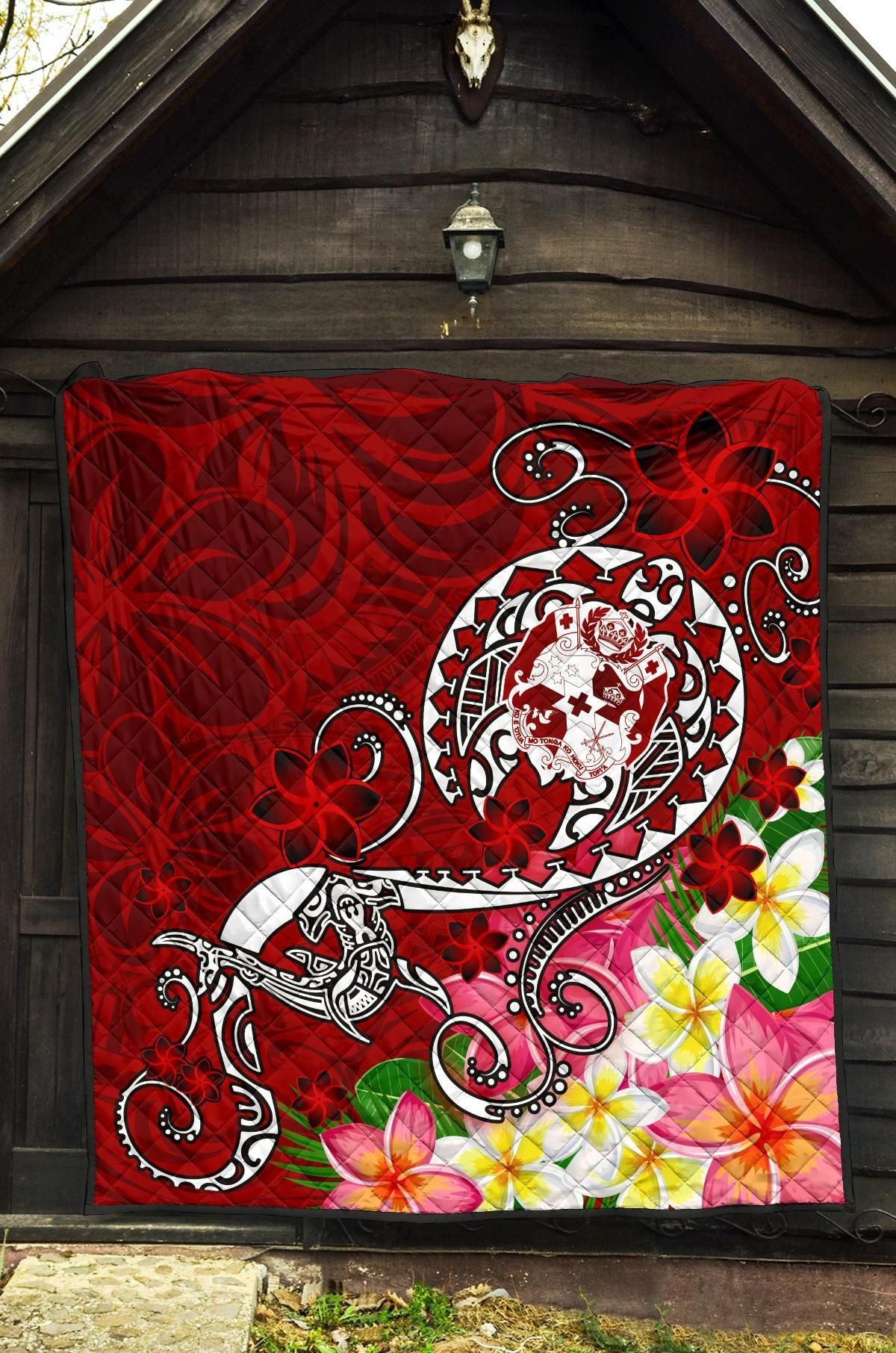 Tonga Premium Quilt - Turtle Plumeria (Red)