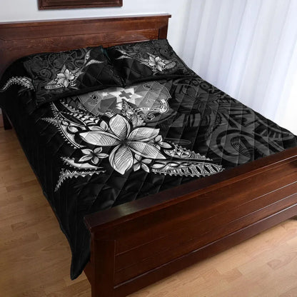 Tonga Quilt Bed Set - Fish With Plumeria Flowers Style