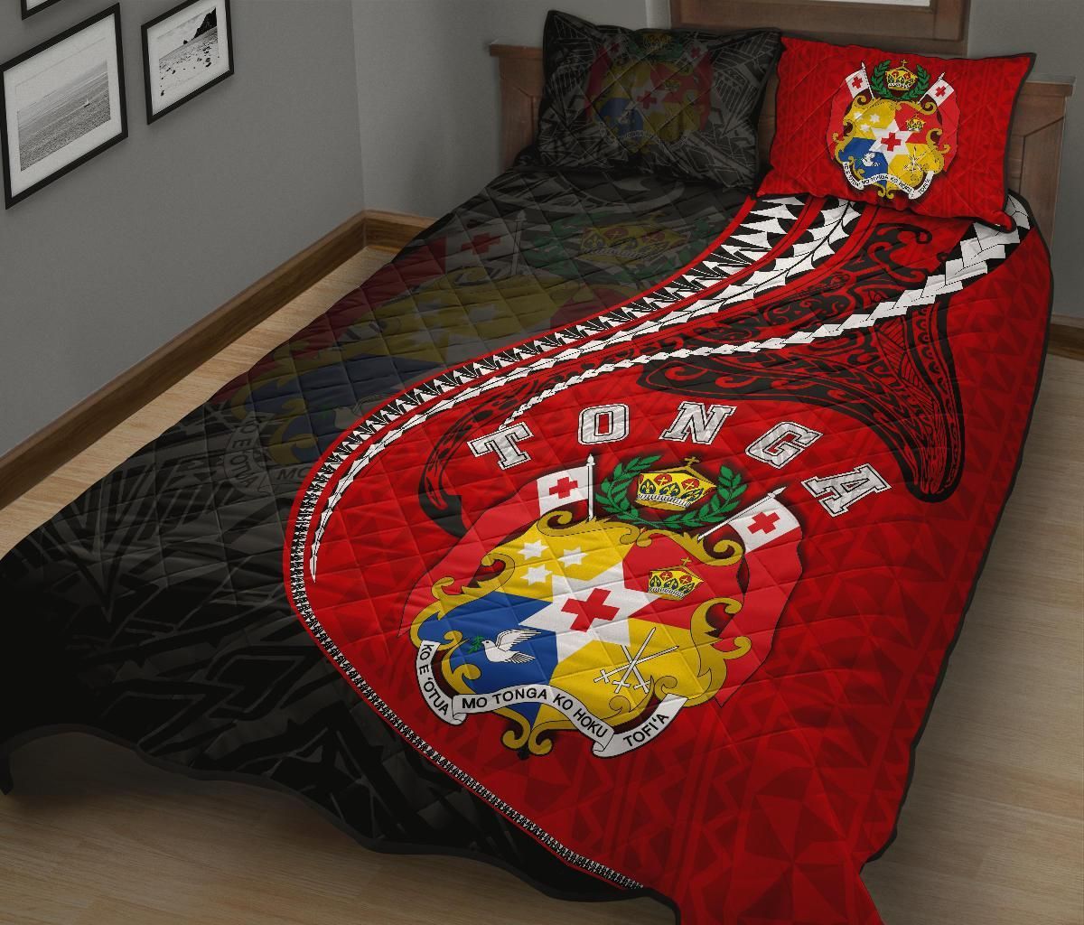 Tonga Quilt Bed Set Kanaloa Tatau Gen TO (Black)