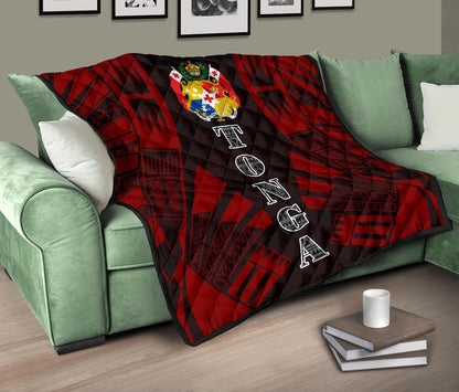 Tonga Premium Quilt - Tonga Coat Of Arms Polynesian Red Tattoo