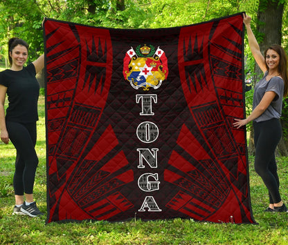 Tonga Premium Quilt - Tonga Coat Of Arms Polynesian Red Tattoo