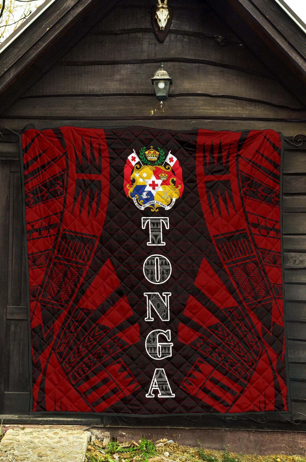 Tonga Premium Quilt - Tonga Coat Of Arms Polynesian Red Tattoo