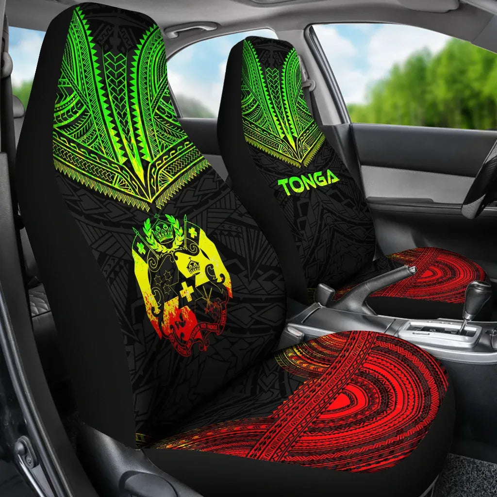 Tonga Car Seat Cover - Tonga Coat Of Arms Polynesian Chief Tattoo Reggae Version