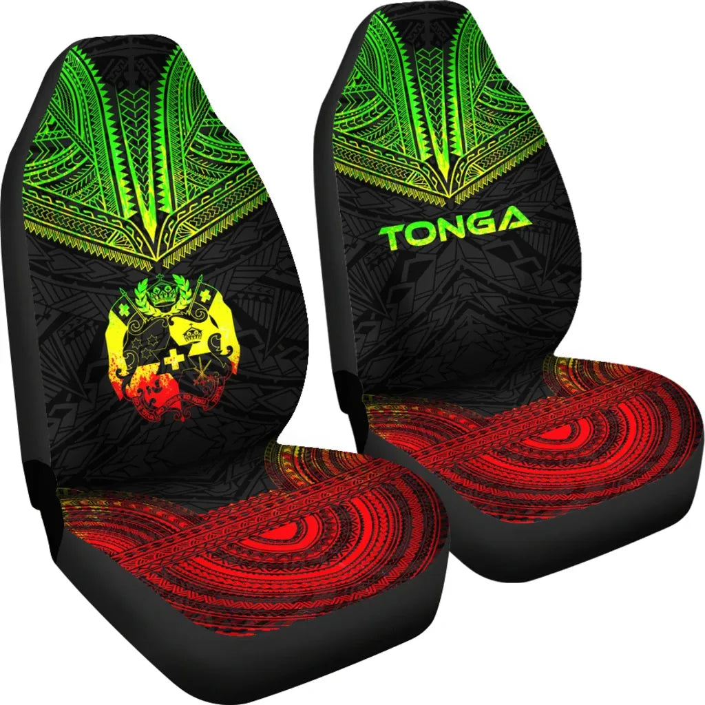 Tonga Car Seat Cover - Tonga Coat Of Arms Polynesian Chief Tattoo Reggae Version