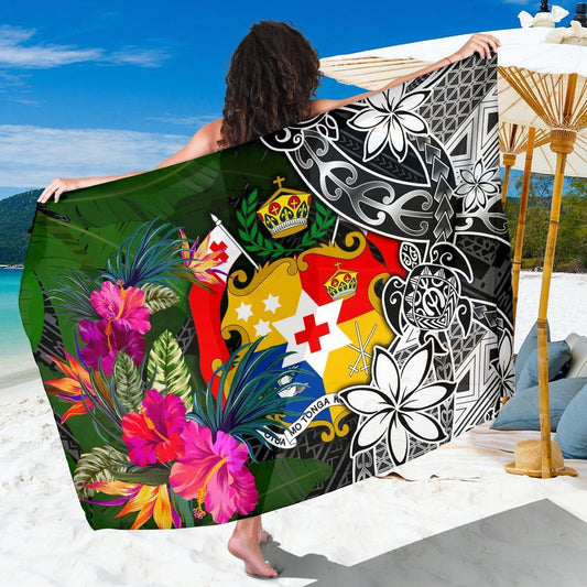 Tonga Sarong - Turtle Plumeria Banana Leaf