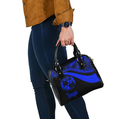 Tonga Shoulder Handbag - Blue Polynesian Tentacle Tribal Pattern