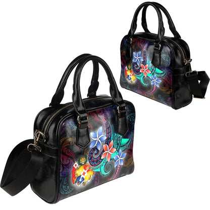Tonga Shoulder Handbag - Plumeria Flowers Style
