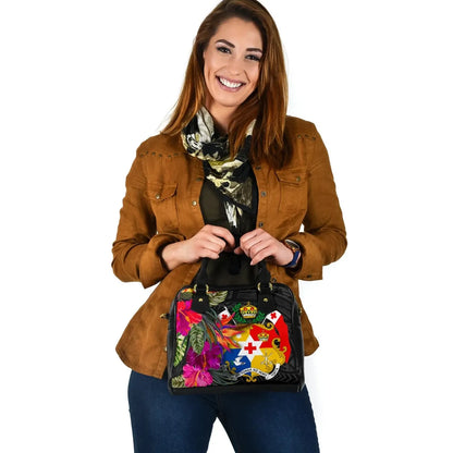 Tonga Shoulder Handbag - Polynesian Hibiscus Pattern