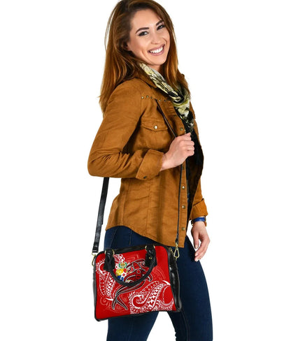 Tonga Shoulder Handbag - Red Shark Polynesian Tattoo