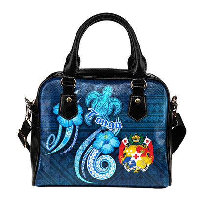 Tonga Shoulder Handbag - Turtle And Tribal Tattoo Of Polynesian
