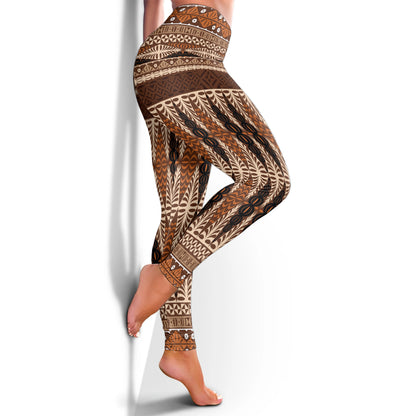 Tonga Legging Tapa Pattern Brown