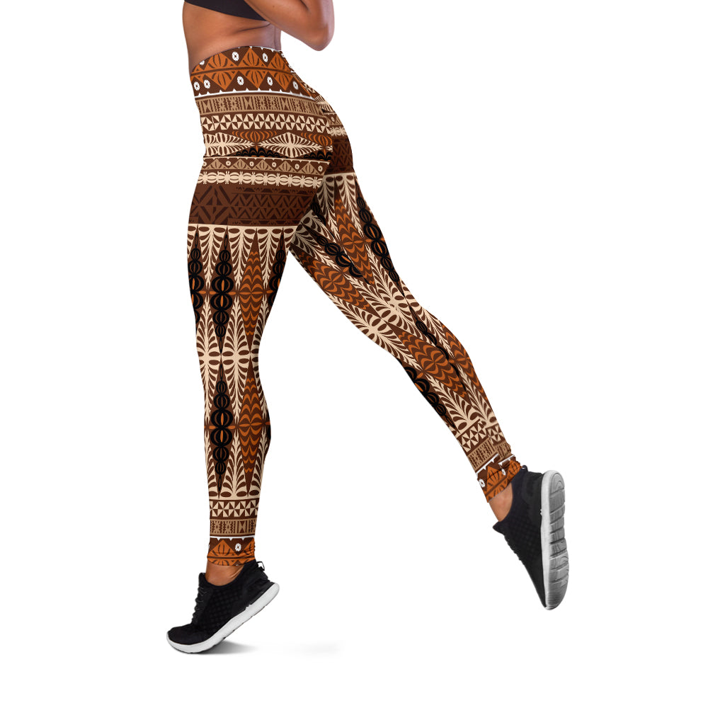 Tonga Legging Tapa Pattern Brown
