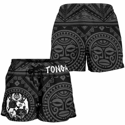 Tonga Womnen's Shorts - Tonga Seal With Polynesian Tattoo Style (Black)