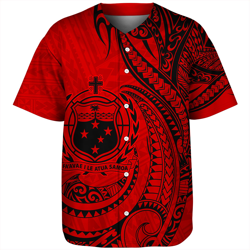Samoa Baseball Shirt Coat Of Arms Tribal Polynesian Island