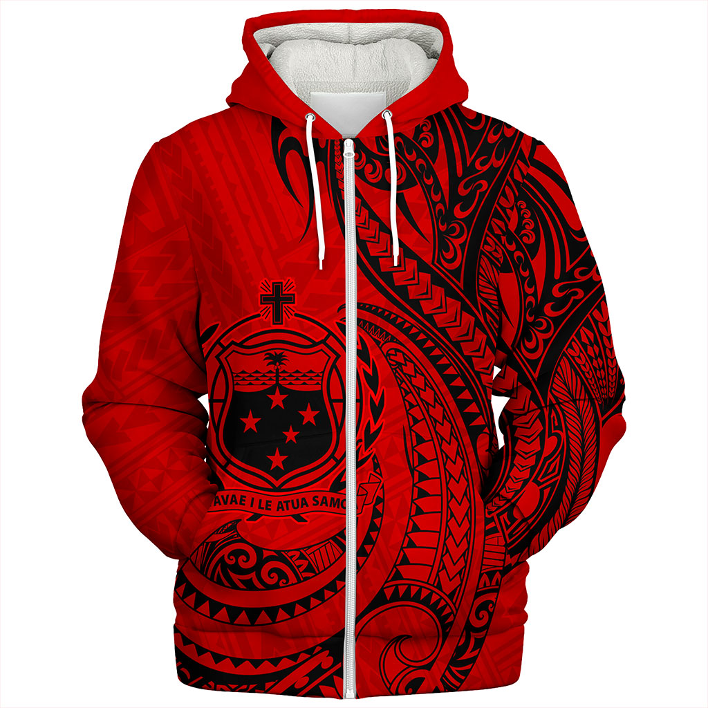 Samoa Sherpa Hoodie Coat Of Arms Tribal Polynesian Island