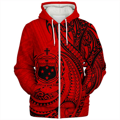 Samoa Sherpa Hoodie Coat Of Arms Tribal Polynesian Island