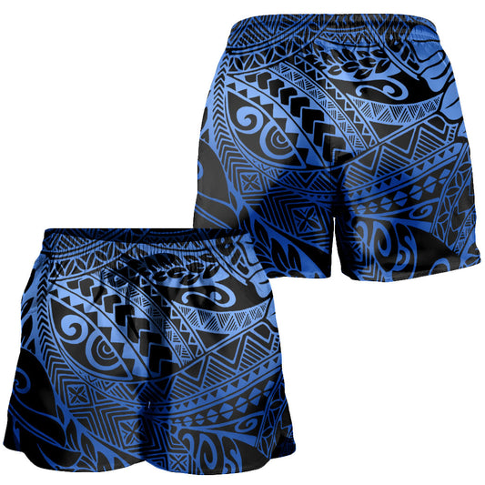 Hawaii Women Shorts Tribal Leaf Blue