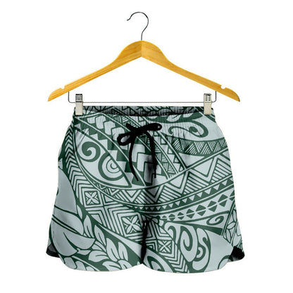 Hawaii Women Shorts Tribal Leaf Green