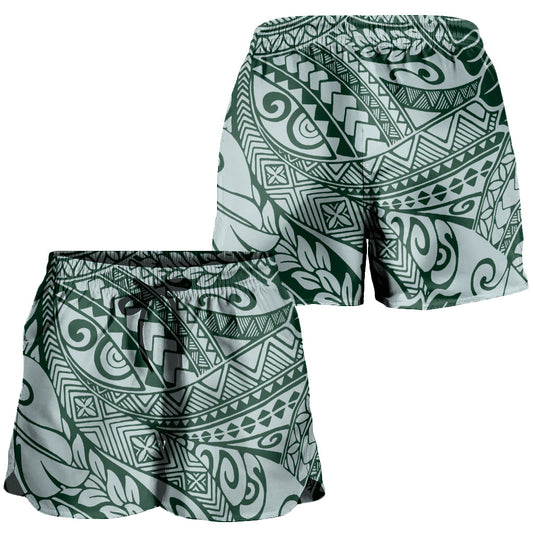 Hawaii Women Shorts Tribal Leaf Green