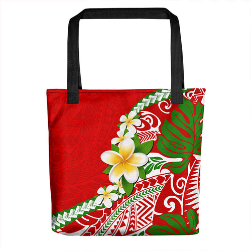 Hawaii Tote Bag Tribal Plumeria Tropical Summer Vibes