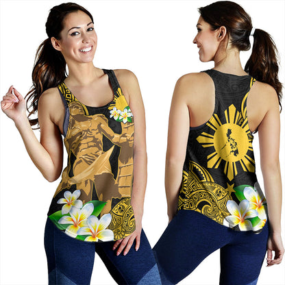 Philippines Filipinos Women Tank Custom Tribal Lapu Lapu With Plumeria Flower