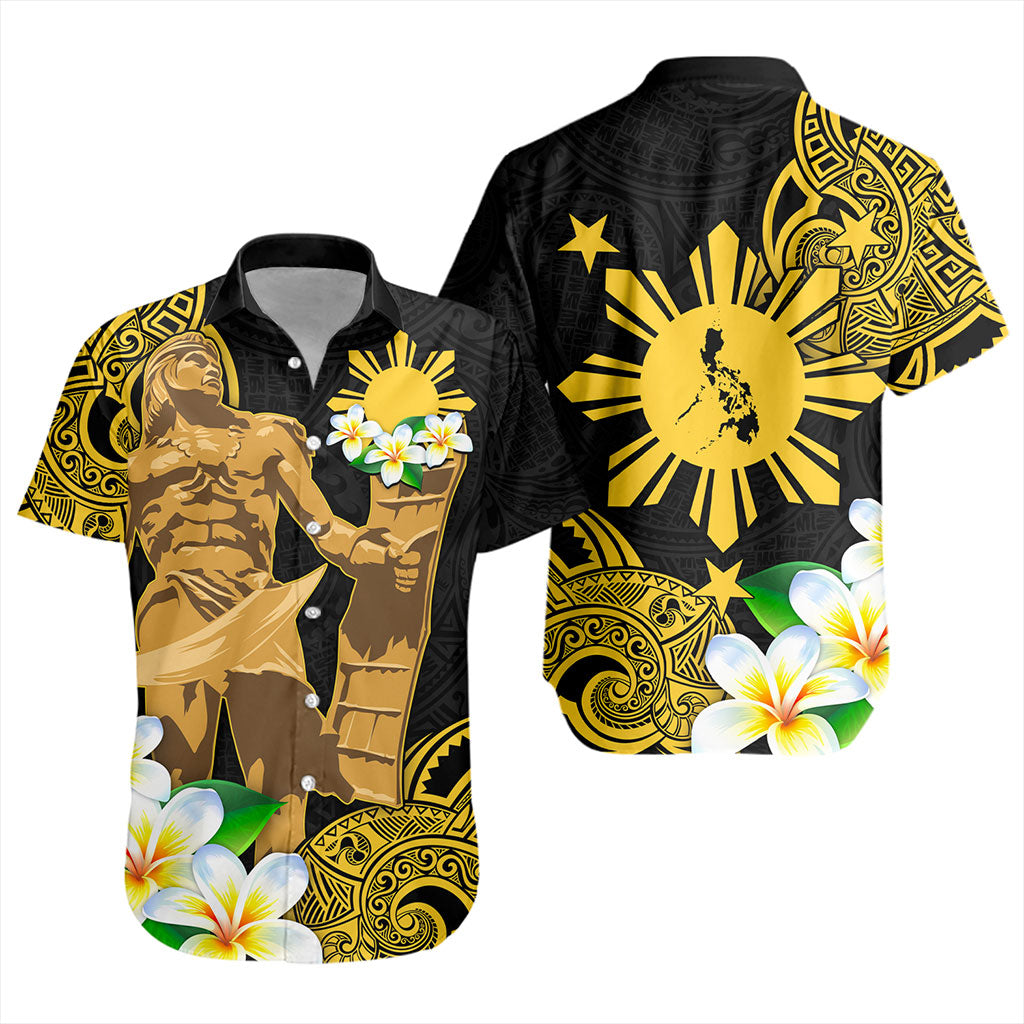 Philippines Filipinos Short Sleeve Shirt Custom Tribal Lapu Lapu With Plumeria Flower