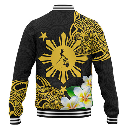 Philippines Filipinos Baseball Jacket Custom Tribal Lapu Lapu With Plumeria Flower
