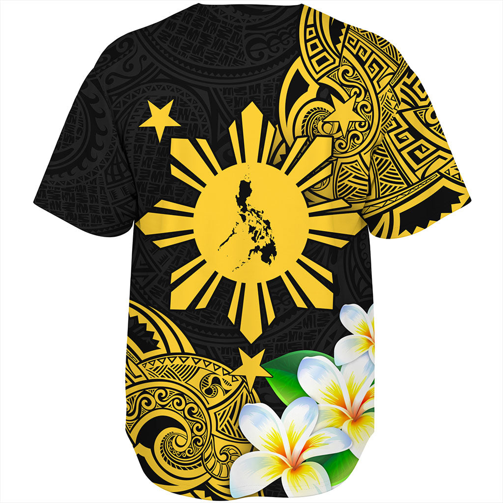 Philippines Filipinos Baseball Shirt Custom Tribal Lapu Lapu With Plumeria Flower