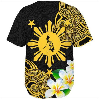 Philippines Filipinos Baseball Shirt Custom Tribal Lapu Lapu With Plumeria Flower