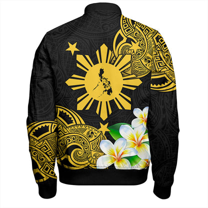 Philippines Filipinos Bomber Jacket Custom Tribal Lapu Lapu With Plumeria Flower