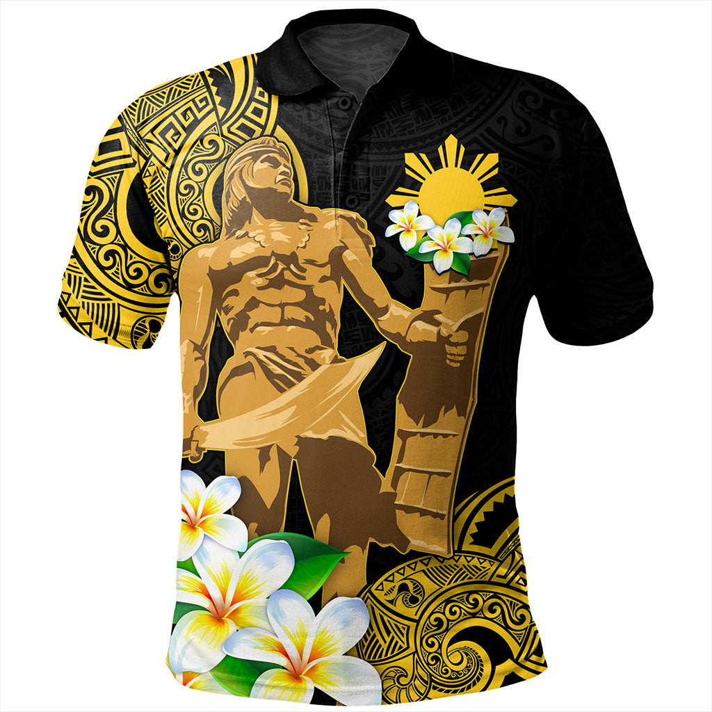 Philippines Filipinos Polo Shirt Custom Tribal Lapu Lapu With Plumeria Flower