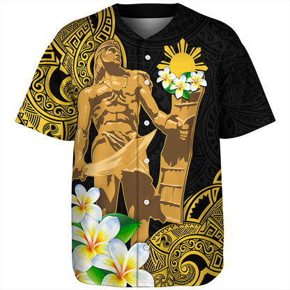 Philippines Filipinos Baseball Shirt Custom Tribal Lapu Lapu With Plumeria Flower