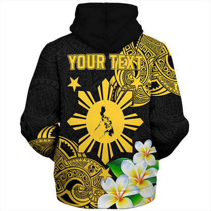 Philippines Filipinos Sherpa Hoodie Custom Tribal Lapu Lapu With Plumeria Flower