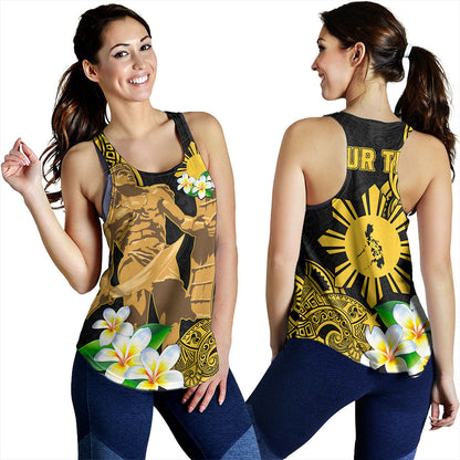 Philippines Filipinos Women Tank Custom Tribal Lapu Lapu With Plumeria Flower