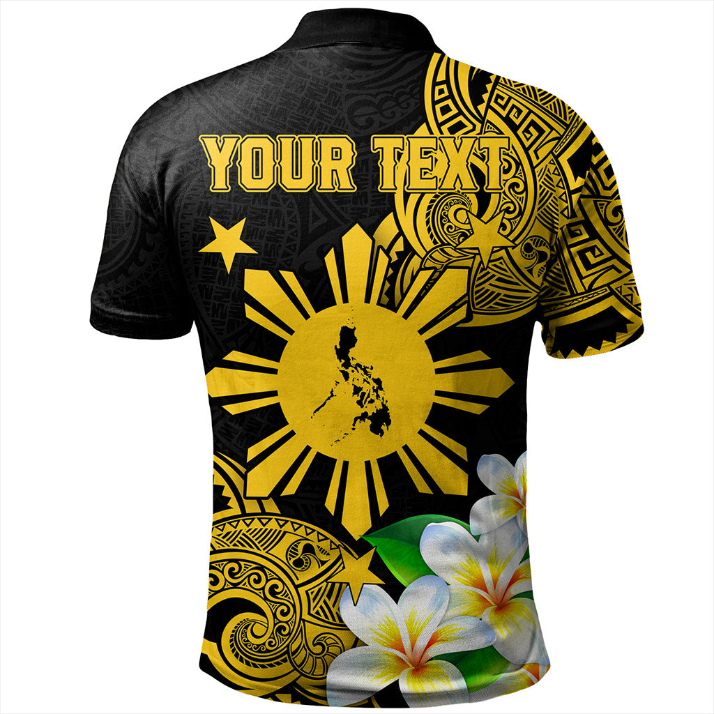 Philippines Filipinos Polo Shirt Custom Tribal Lapu Lapu With Plumeria Flower