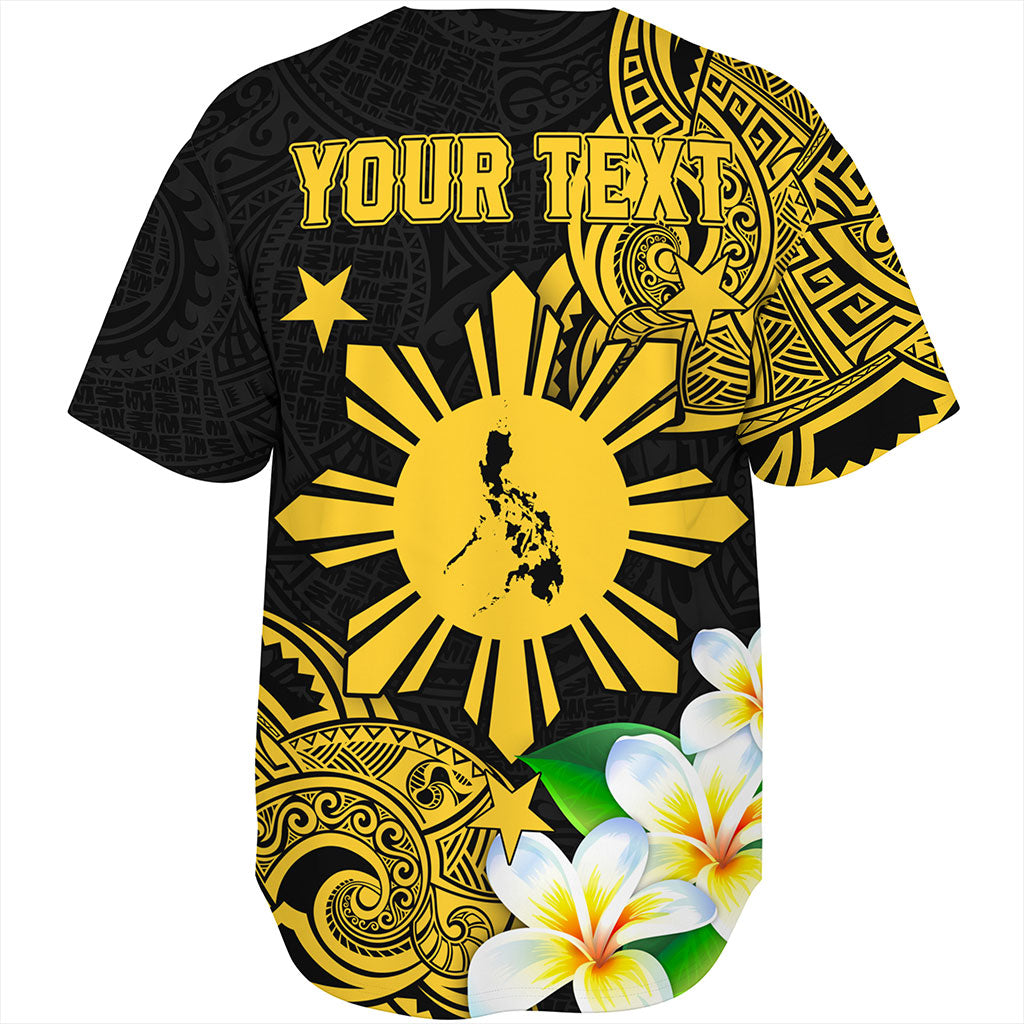 Philippines Filipinos Baseball Shirt Custom Tribal Lapu Lapu With Plumeria Flower