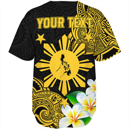 Philippines Filipinos Baseball Shirt Custom Tribal Lapu Lapu With Plumeria Flower
