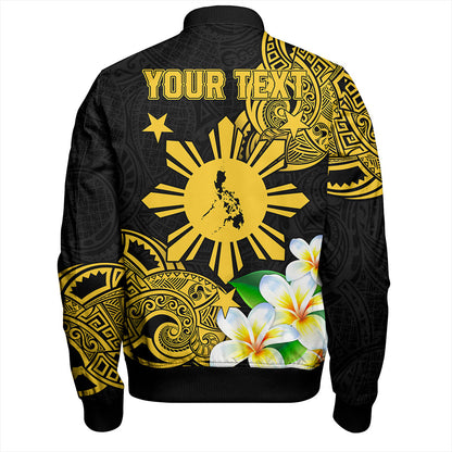 Philippines Filipinos Bomber Jacket Custom Tribal Lapu Lapu With Plumeria Flower