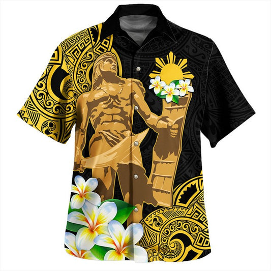 Philippines Filipinos Hawaiian Shirt Custom Tribal Lapu Lapu With Plumeria Flower