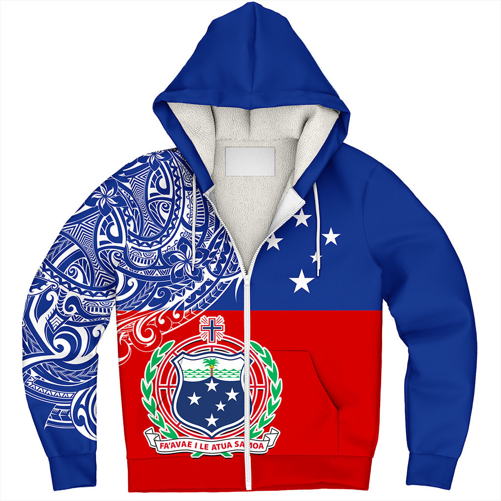 Samoa Sherpa Hoodie Tribal Polynesia Flag Half Concept