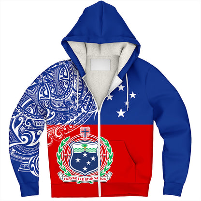 Samoa Sherpa Hoodie Tribal Polynesia Flag Half Concept