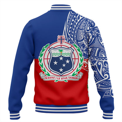 Samoa Baseball Jacket Tribal Polynesia Flag Half Concept