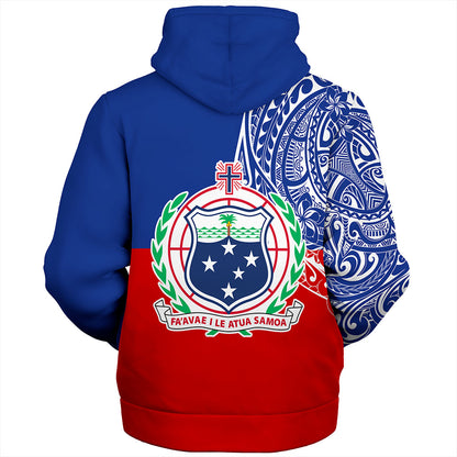 Samoa Sherpa Hoodie Tribal Polynesia Flag Half Concept