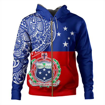 Samoa Hoodie Tribal Polynesia Flag Half Concept