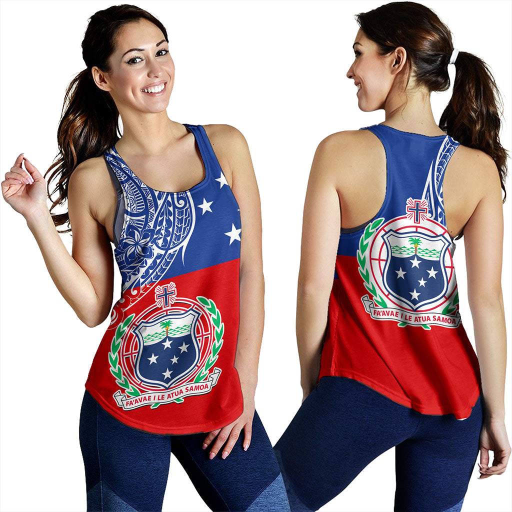 Samoa Women Tank Tribal Polynesia Flag Half Concept