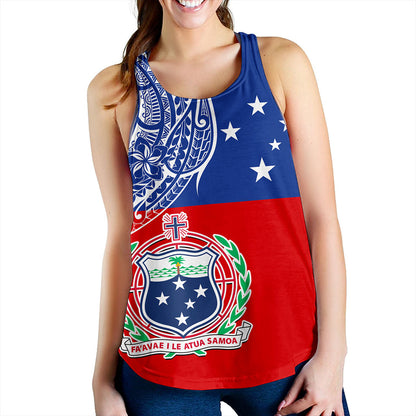 Samoa Women Tank Tribal Polynesia Flag Half Concept
